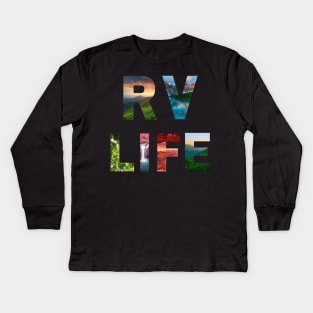 RV Life Camping Adventure Images Kids Long Sleeve T-Shirt